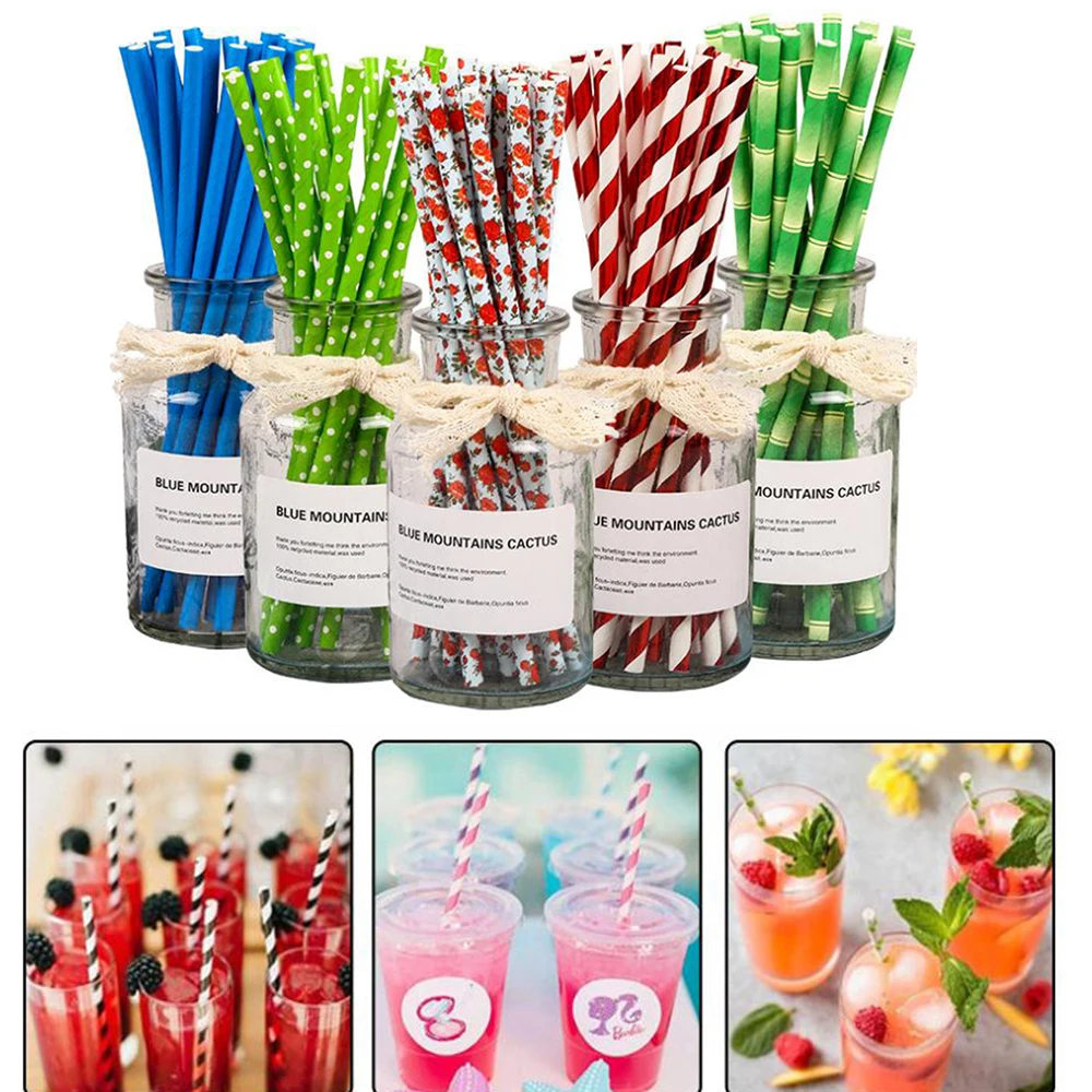 25 штук бумажных соломинок для питья бумажные салфетки вечерние соломинки с днем