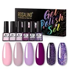 Гель-лак ROSALIND полуперманентный для ногтей, набор гибридных лаков для маникюра, топового и базового покрытия, 12 упаковок