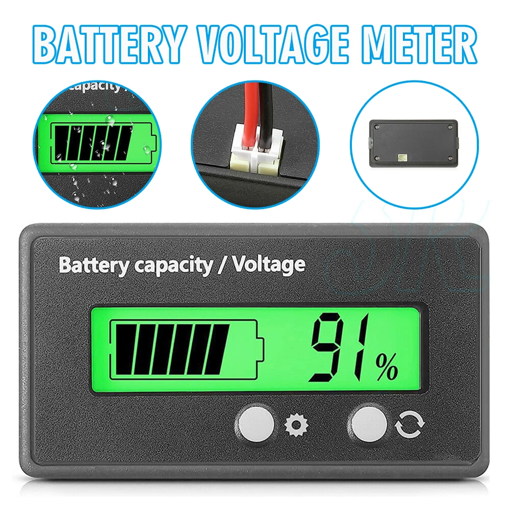 

1pc 3.7V Battery Capacity & Volt Tester Waterproof Monitor Meter LCD 12V 24V 36V 48V Battery Status Volt Voltmeter For RC Camper