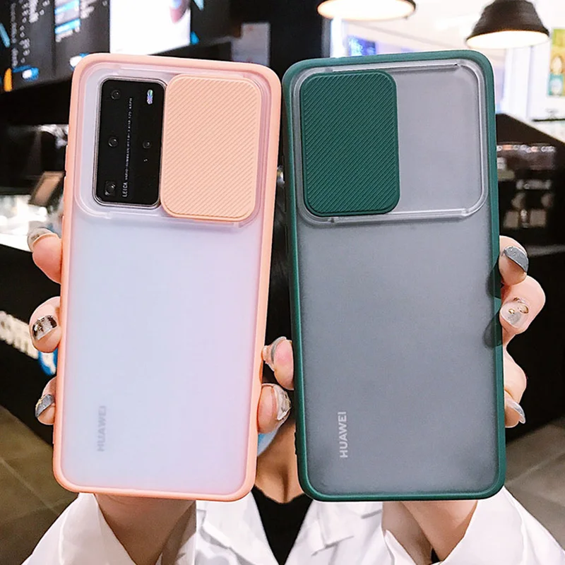 

Slide Camera Lens Protection Case For Xiaomi Mi Note 10 Lite 10T Pro Poco X3 NFC M3 Redmi 9A Note 9 9S 8 Matte Transparent Cover