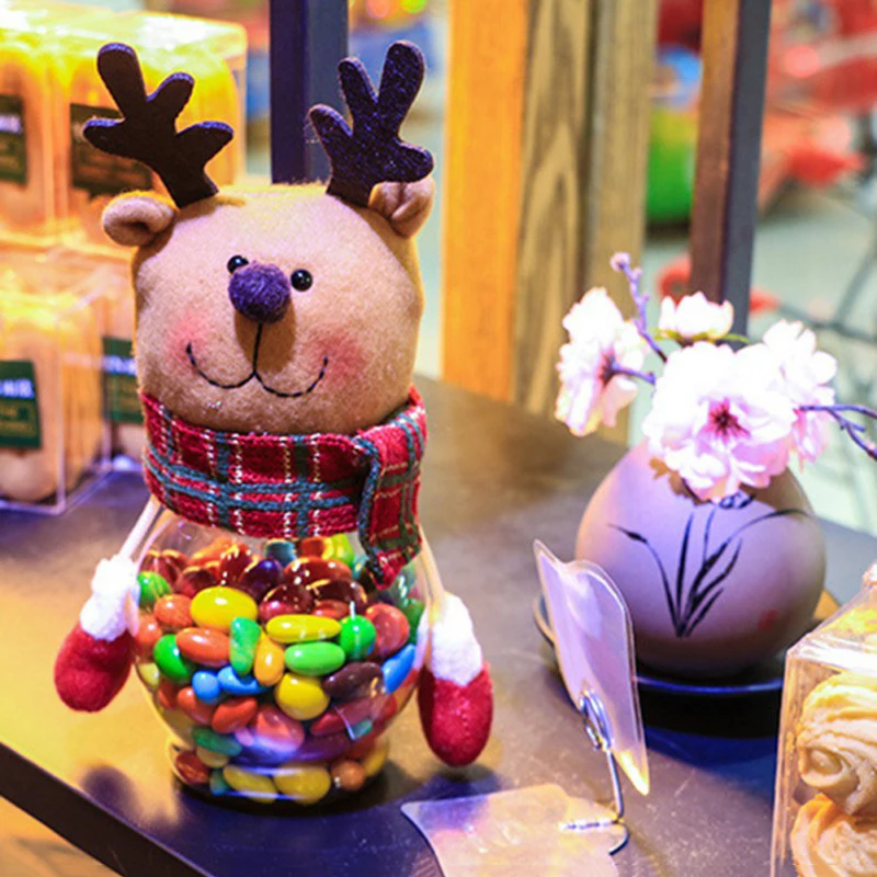 

Transparent Plastic Christmas Candy Holder Box Decoration Storage Tank Container Bottle Christmas Ornament (Excluding Candy)
