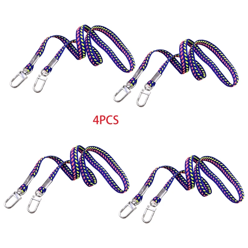 

4Pcs Multicolor Woven Lanyard Face Mask Holder Strap with Secured Clips Mouth Cover Anti-Lost Hanger Ear Saver Rope