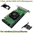 Плата расширения 88SE9215 на 2024 порта SATA 3,0 в PCIe, PCI Express, адаптер SATA 3, конвертер с радиатором для HDD