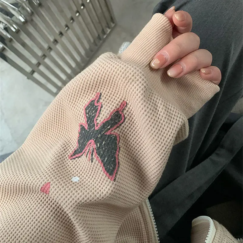 Женская кофта с капюшоном и бабочками свободная в Корейском стиле Харадзюку