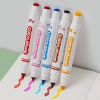 kawaii watercolor pen set student washable double headed seal painting pen art graffiti 8 color color pen office school supplies