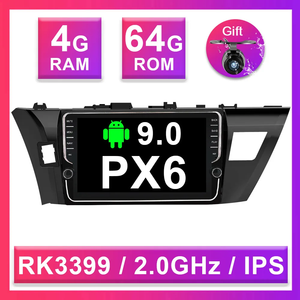 4G 64G PX6 Eunavi 4G+ 64G Octa 8 ядерный android 9,0 автомобильный радиоприемник для Toyota Corolla E180 2013- мультимедийный автомобильный gps-навигатор PX6 wifi без dvd - Цвет: 4G 64G PX6