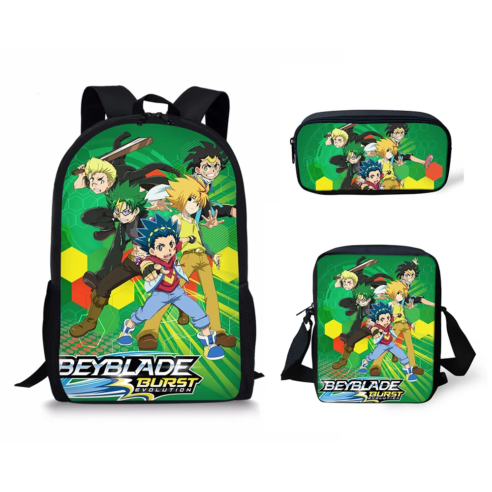 HALYUNASC 3PCs/Set Children's School Backpack Beyblade Prints Pattern School Bags Cartoon Anime Design Teenagers Book-Bags Set