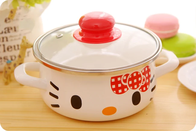 1 шт. мультяшная маленькая фарфоровая эмалированная кухонная кастрюля для супа