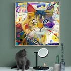 Красочные картины с котами и животными Кандинский абстрактная картина маслом холст плакаты и принты настенные картины для гостиной