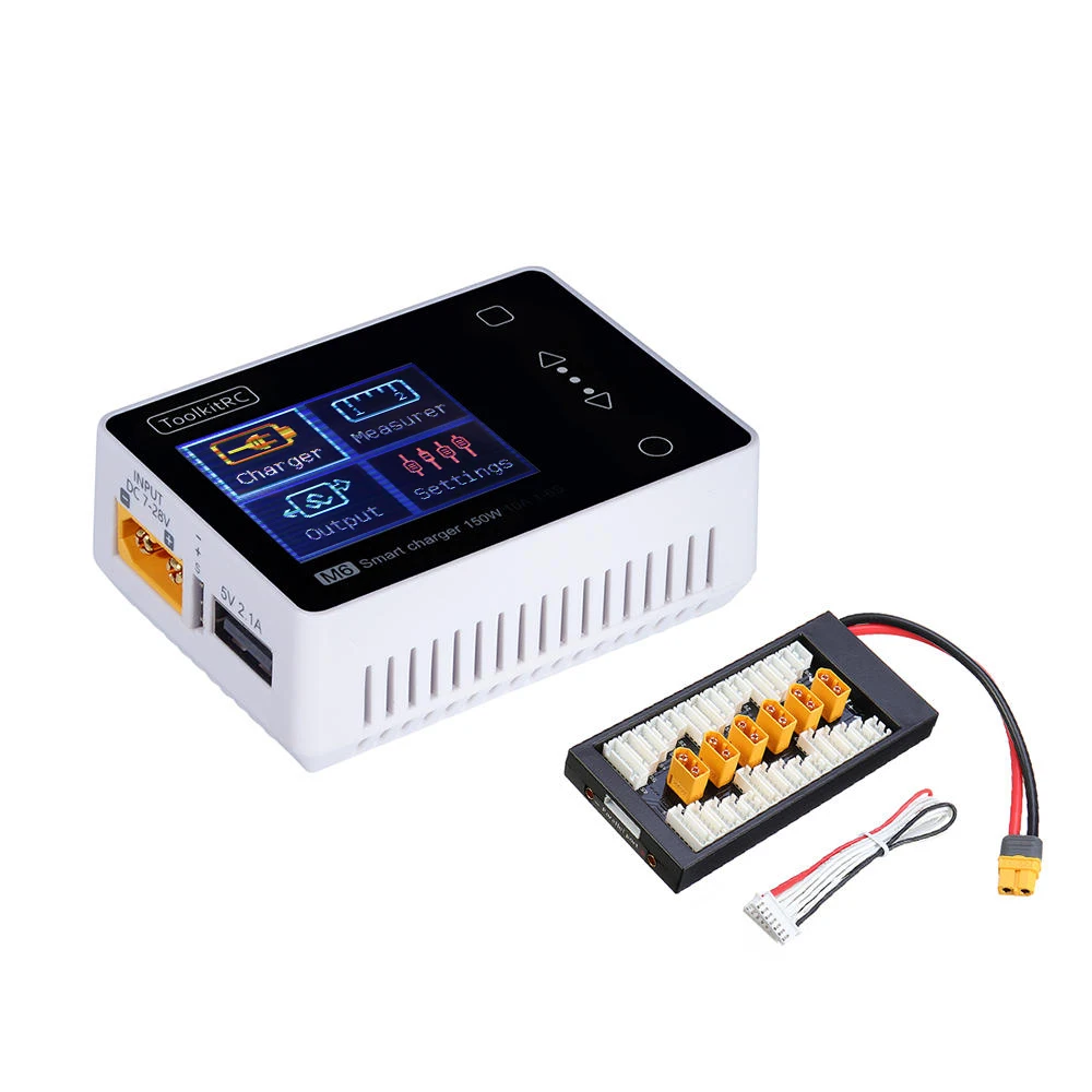 

ToolkitRC M6 MINI 150W 10A умное зарядное устройство с зарядной платой XT60 для 2-6S RC Lipo батареи