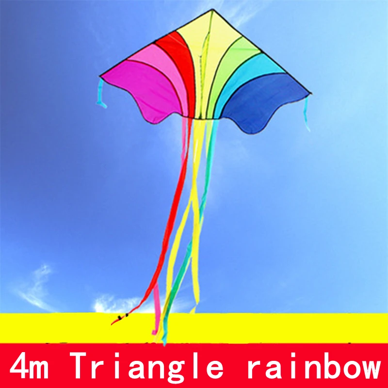 

2021 New tTriangle Kite Tear Proof Toy Rainbow Kite Children Colorful Flying Toy Stunt Kite Surfing Long Tail Nylon Easy To Fly