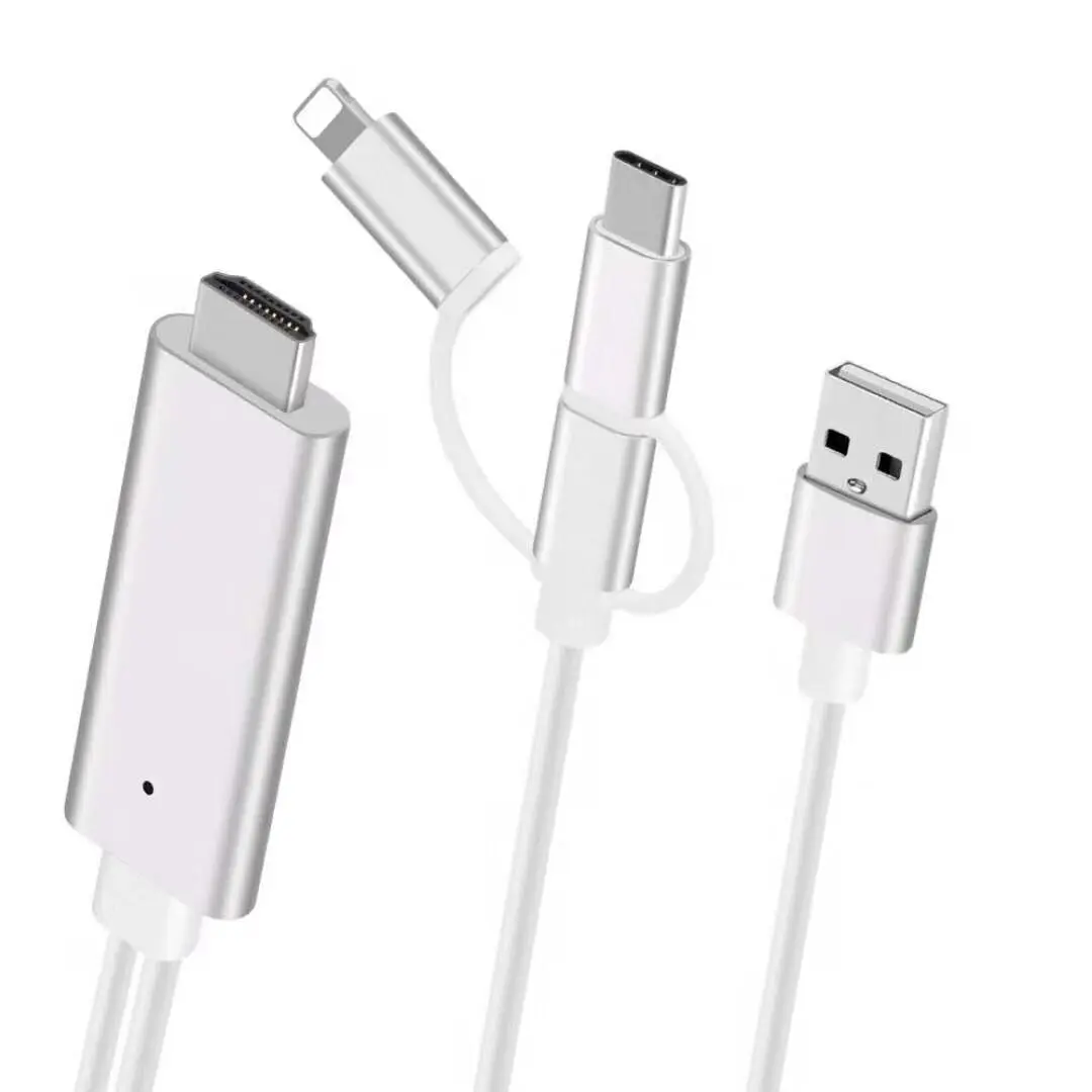 Кабель MHL 3 в 1 для iPhone HDMI-совместим с телефоном Samsung и проектором TV HDMI-совместимый