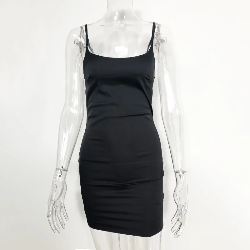 

2021 Fashion y2k New Solid Color Black Casual V-neck Women's Sexy Party Halter Strap Short Skirt Women's Dress