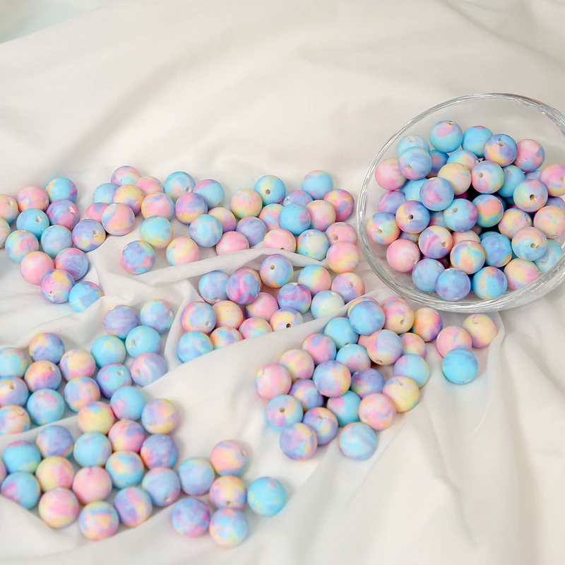 

10Pcs Fashion Planet Silicone Beads 12mm/15mm Baby Food Grade Silicone Teether Round Beads DIY Pacifier Chain Bracelet BPA Free
