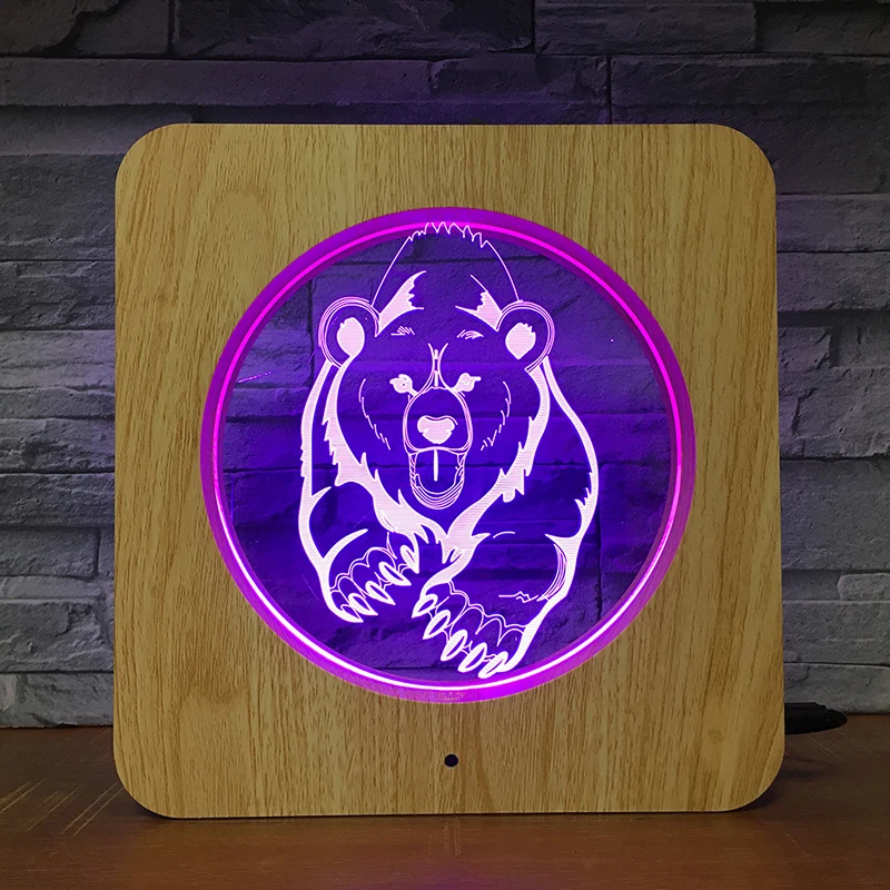 Fierce Bear 3D LED Plastic Night Light DIY Customized Lamp Table Kids Colors Birthday ABS Gift Home Decor DropShipping 2193 | Освещение