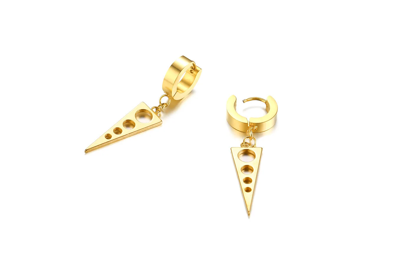 

QWC VBB33 arrival fashion jewelry birthday gift gold black color with stone big 26mm daggershape Simple titanium steel earring