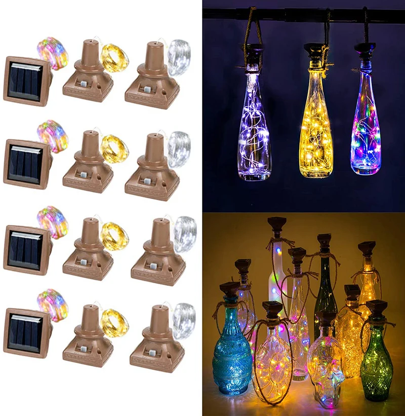 

2M 20 Led Solar Powered Wine Bottle Lights Copper Cork Lights Mini Copper String Lights for Wine Bottles with Cork Decor Wedding