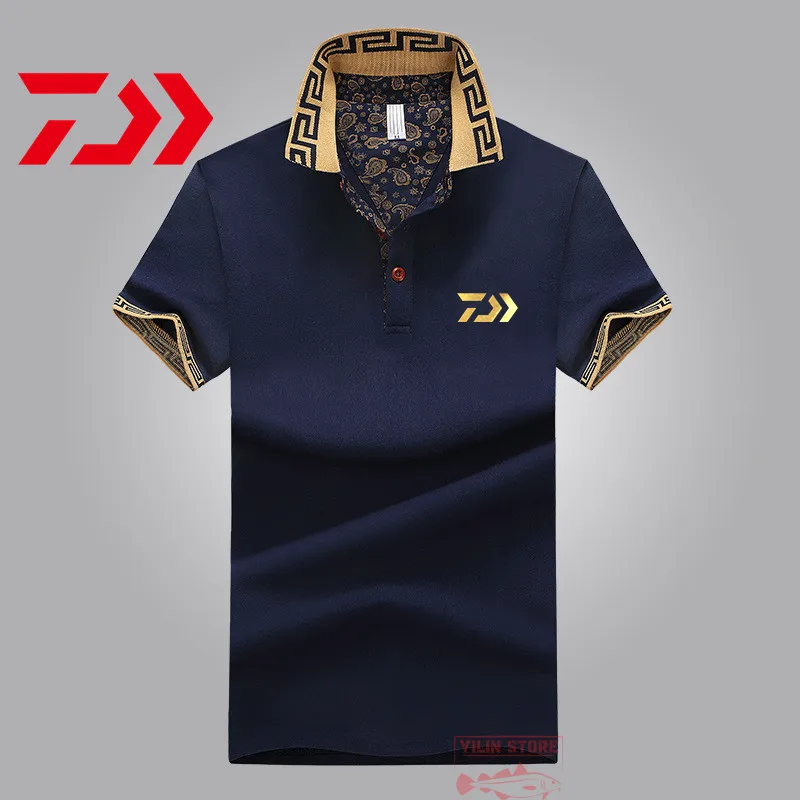

2021 Daiwa рубашка-поло для рыбалки Мужская дышащая летняя футболка-поло для спорта на открытом воздухе быстросохнущая рубашка с коротким рукав...