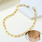 Золотистое ожерелье с подвеской ALTA CAPTURE, ретро цепочка в виде скрепки, ожерелье из нержавеющей стали, Чокеры для женщин, ювелирные изделия