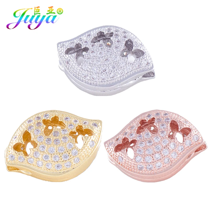 Ажурные бусины Juya Ali Moda с сердечками из циркония микрозакрепкой для женщин