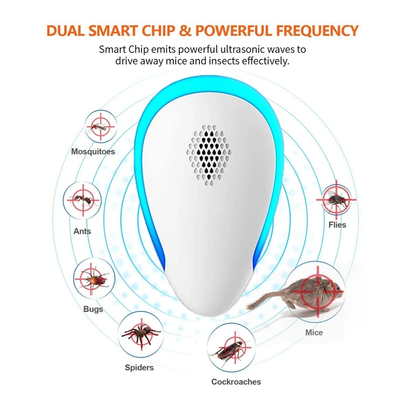 

Practical 6 PCS Ultrasonic Pest Repeller Bug Control Mosquito Repellent Electronic Repel-Ent For Spiders Mice Control (EU Plug)