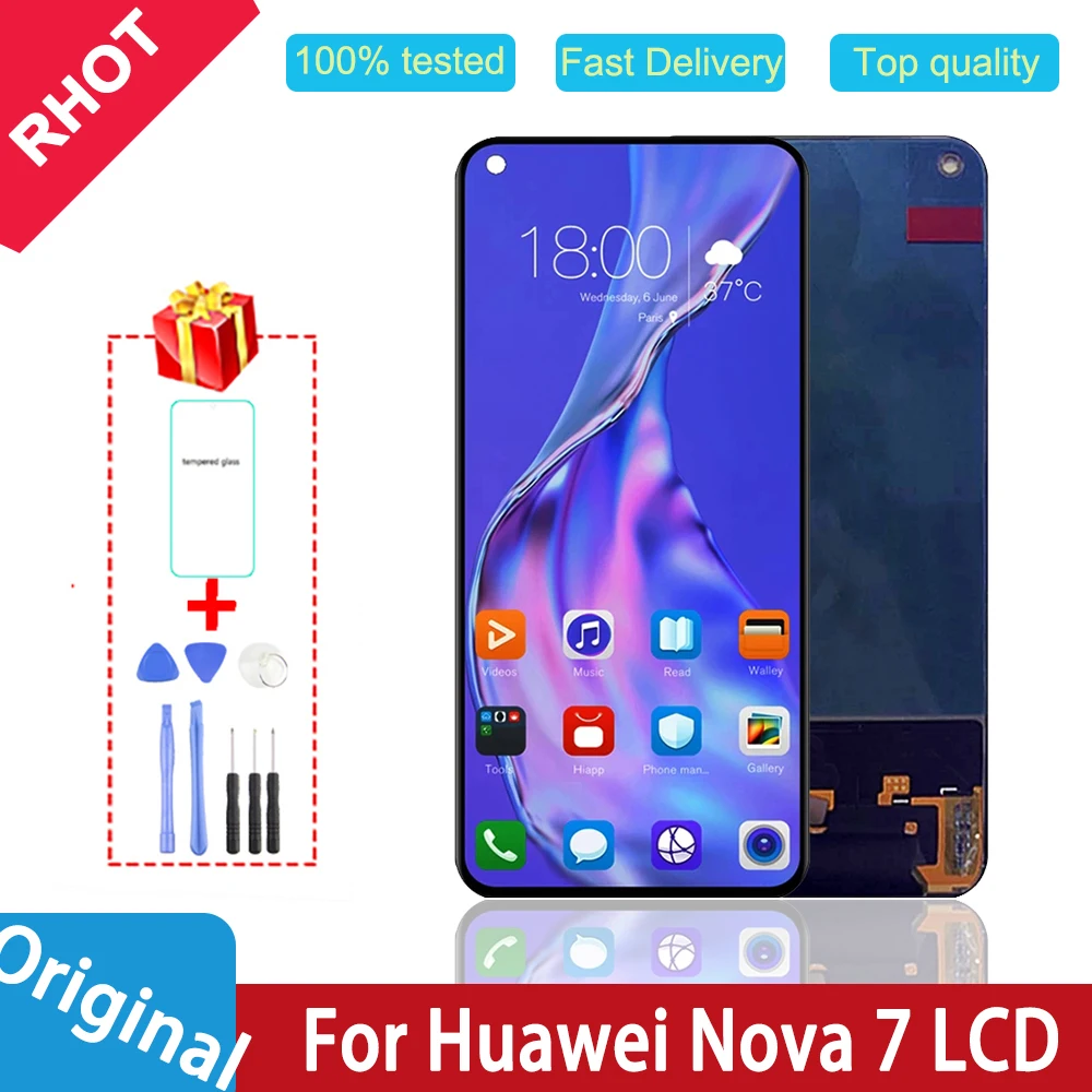 Pantalla LCD Original de 6,53 pulgadas para m&oacute;vil, montaje de digitalizador t&aacute;ctil para Huawei Honor 30 BMH-AN10, Nova 7, 5G, JEF-AN00, NX9, AN20-0