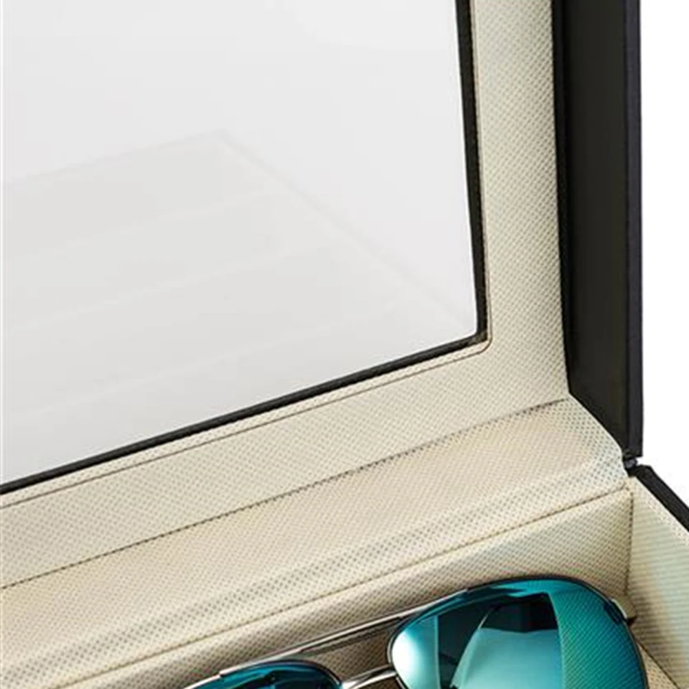 

Leather Sunglasses Organizer for Women Men Eyeglasses Eyewear Display Case Sunglasses Storage Box with 8 Slots