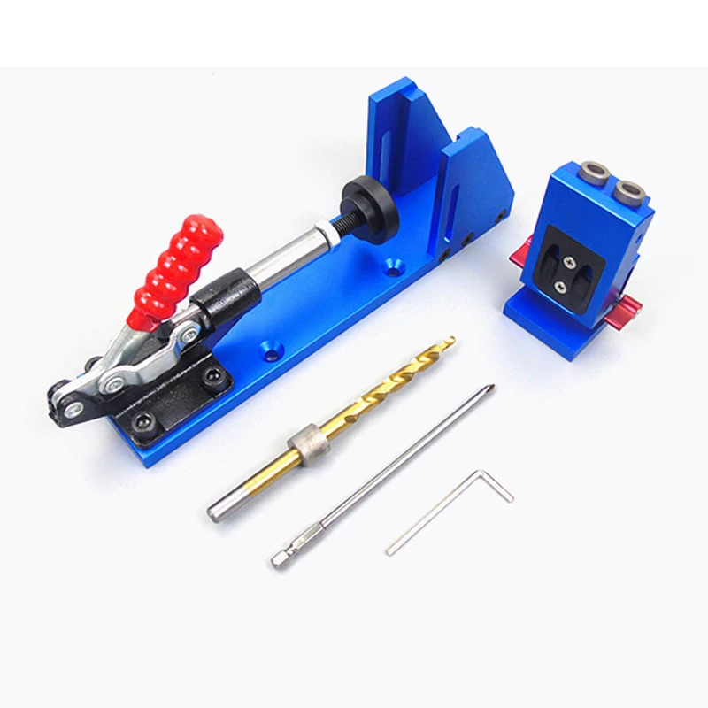 New Oblique Hole Positioning Fixture With 9.5mm Drill Guide Rail Pocket Hole Fixture Kit Woodworking Oblique Hole Locator