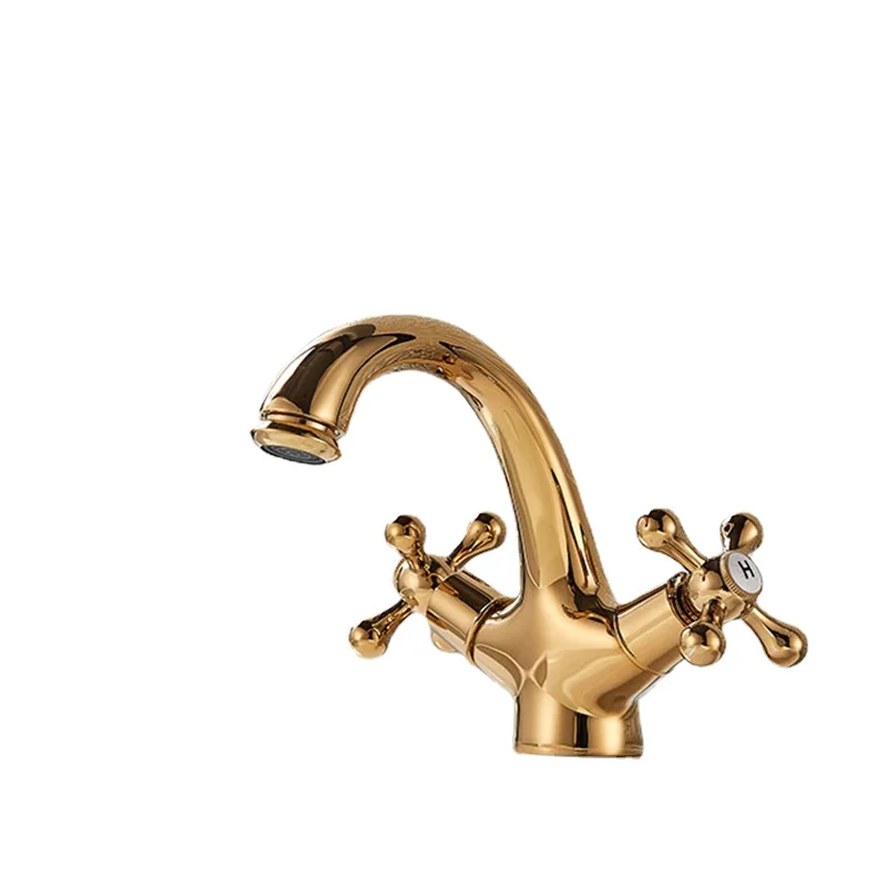 

Золотистый смеситель для раковины в ванную комнату, смеситель для раковины в форме животного, антикварный смеситель горячей и холодной вод...