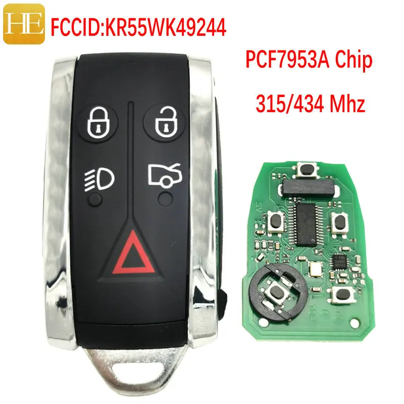 

HE Xiang Car Remote Key For Jaguar 2009-2012 XF XFR for XK XKR 2010-2013 FCCID KR55WK49244 ID46 PCF9753 315 434 Mhz Keyless Go