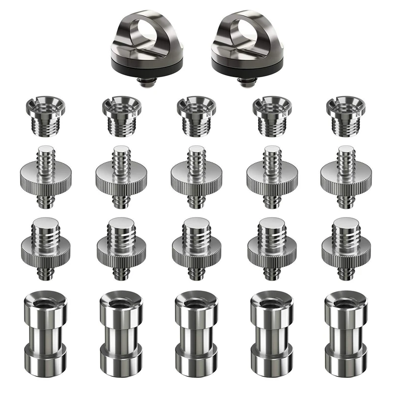 

New Camera Screws, 22 Pcs Converter Threaded Screws Adapter Mount Set Camera/Tripod/Monopod/Light Stand/Quick Release Neck Strap