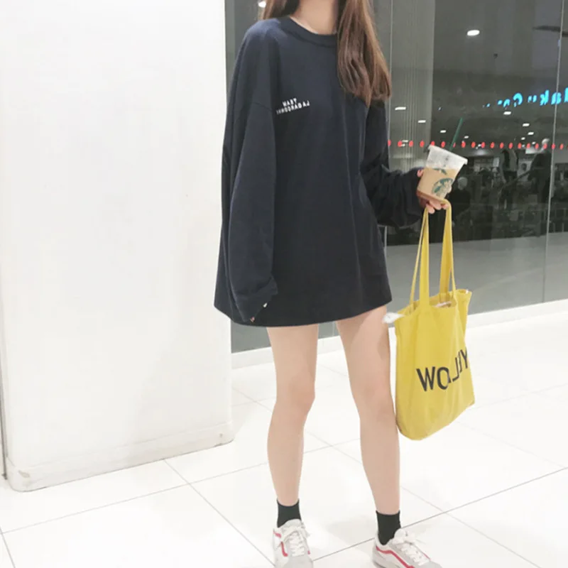 

Осень 2021, футболка с длинным рукавом, Женская Базовая футболка, футболка оверсайз, Женская Повседневная футболка с круглым вырезом, женские ...