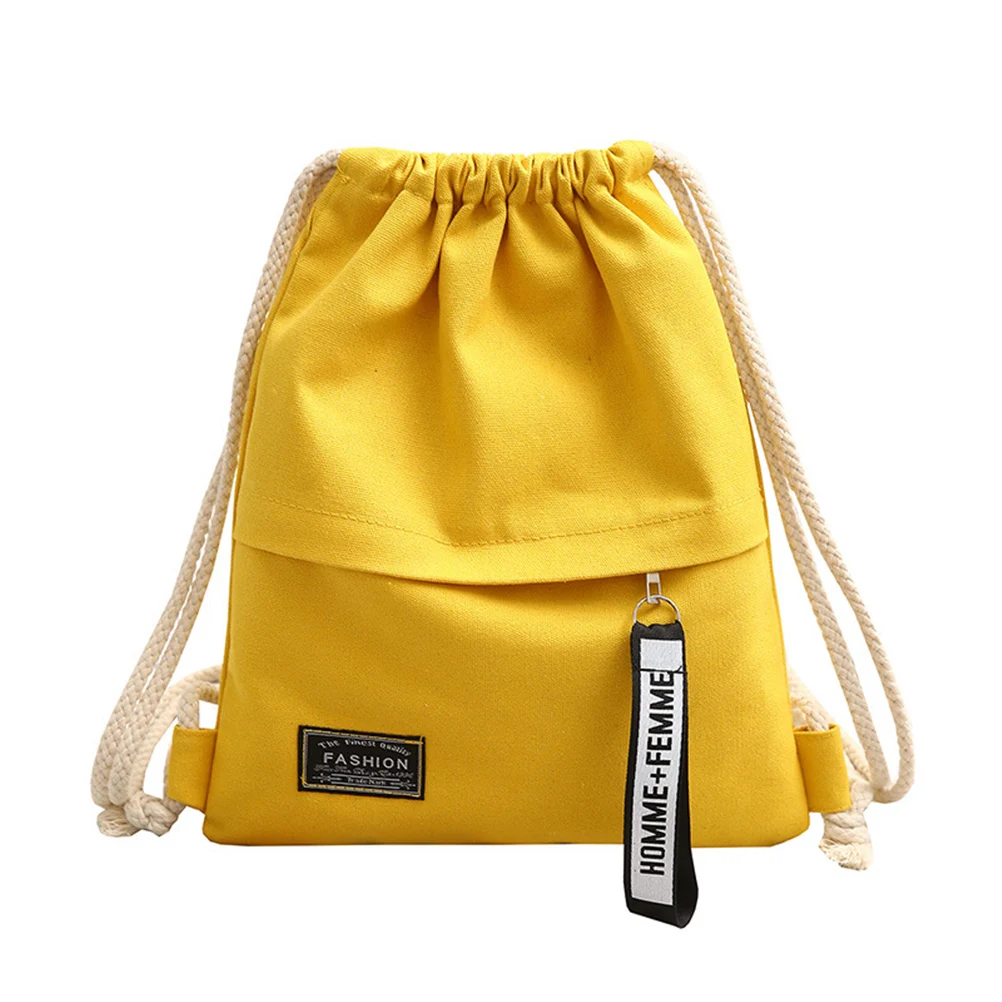 Canvas Drawstring Backpack Fashion School Gym Drawstring Bag Casual String Knapsack School Back Pack For Teenager Women
