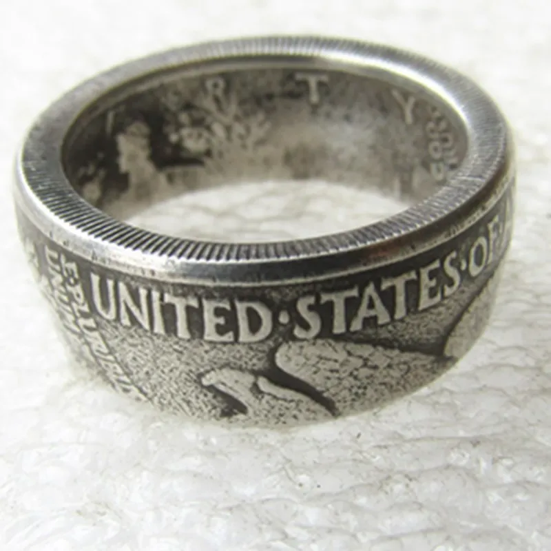 90% Silver US Walking Half Dollar Ring ‘eagle’ Handmade In Sizes 7-12 | Дом и сад