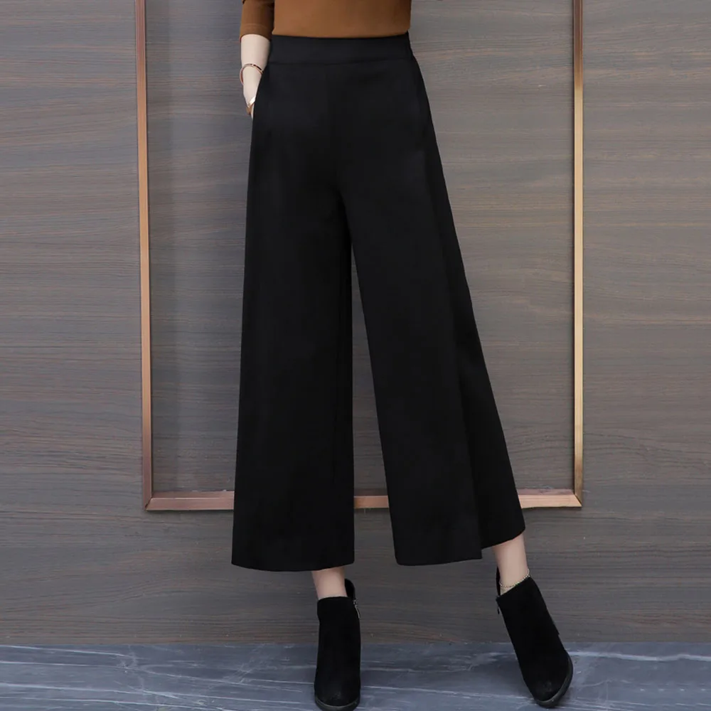 Elegant Casual Women High Waist Loose Wide Legs Pants Office Lady Trousers Fashion Solid Gray Female Japanese Korean Spring New | Женская