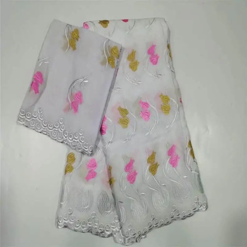 Мягкая искусственная 100% хлопчатобумажная африканская кружевная ткань высшего