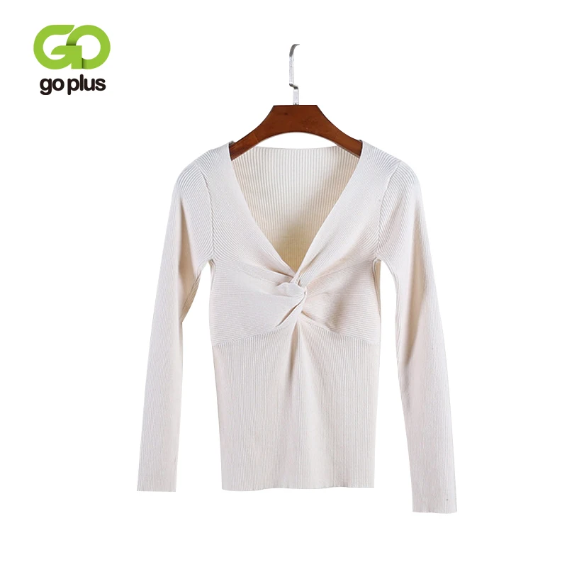 GOPLUS Women's Sweater V Neck Twisted Pullover Sexy Winter Ladies Clothes Women Sweaters Jersey Mujer Invierno Kleding Vrouwen | Женская