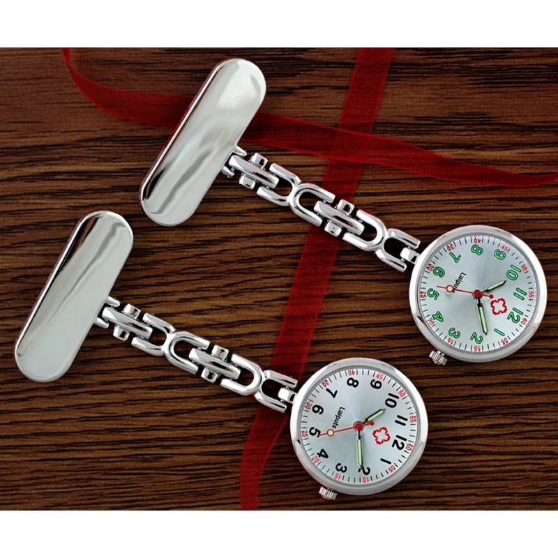 ALK Hanging Quartz Watches Fob Nurse Watch Brooch Clip-on Pocket Watch Steel Relogio Unisex Nurse Doctor Gift Round Shape Clocks