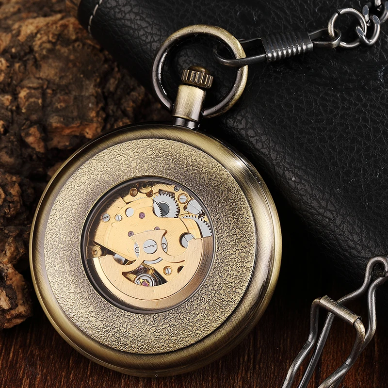 Top Brand Mechanical Pocket Watch Antique Collection Roman Numerals Fob Chain Hanging Clock with Gift Box for Men Dropshipping