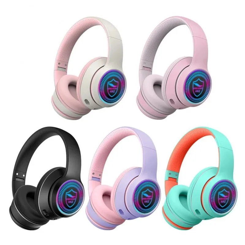 

AKZ-K28 Wireless Head Mounted Bluetooth Gaming Headset RGB Light Folding Portable Headphone Support TF Card FM Radio For Music
