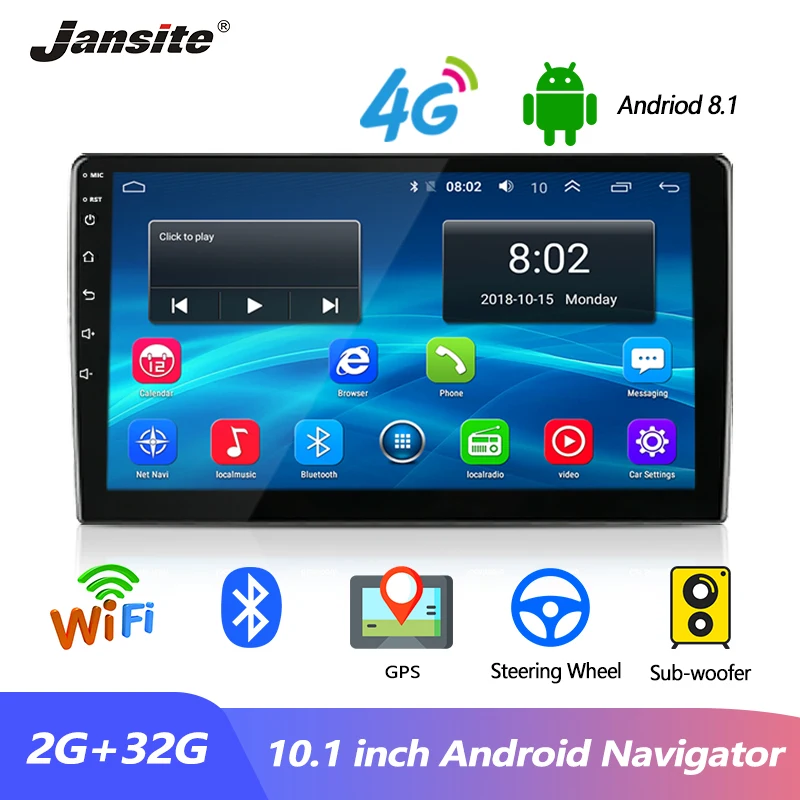 Jansite 10 1 &quotавтомобильное радио Универсальный Android 8 плеер с сенсорным экраном
