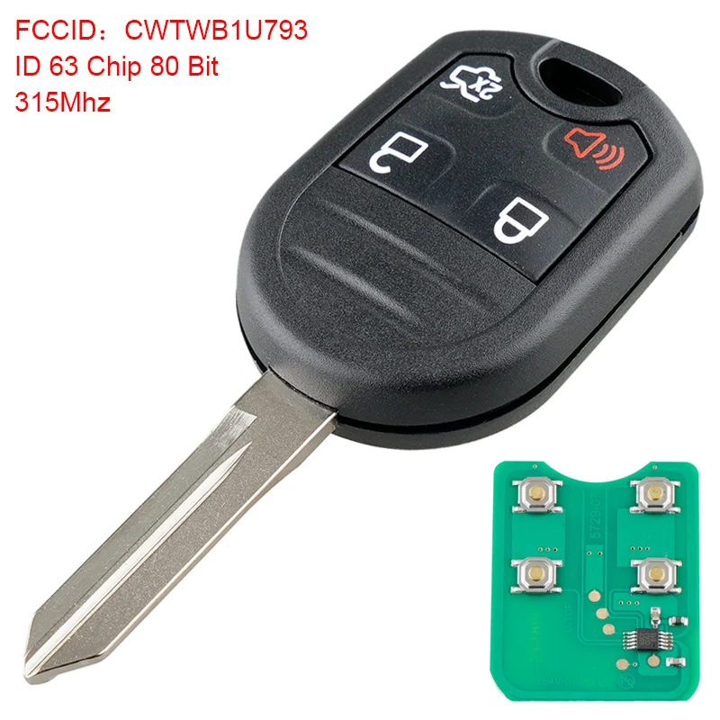Портативный дистанционный брелок без ключа с 4 кнопками ID63 чипом 80 бит для Ford 2011