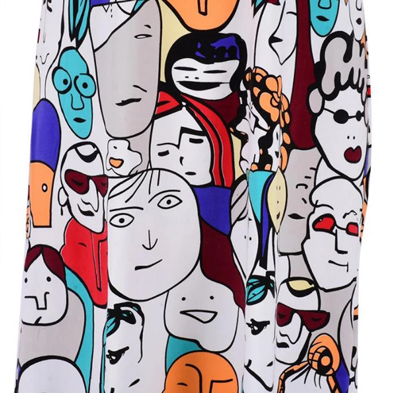 Платье женское свободного покроя с забавным принтом сарафан круглым вырезом и