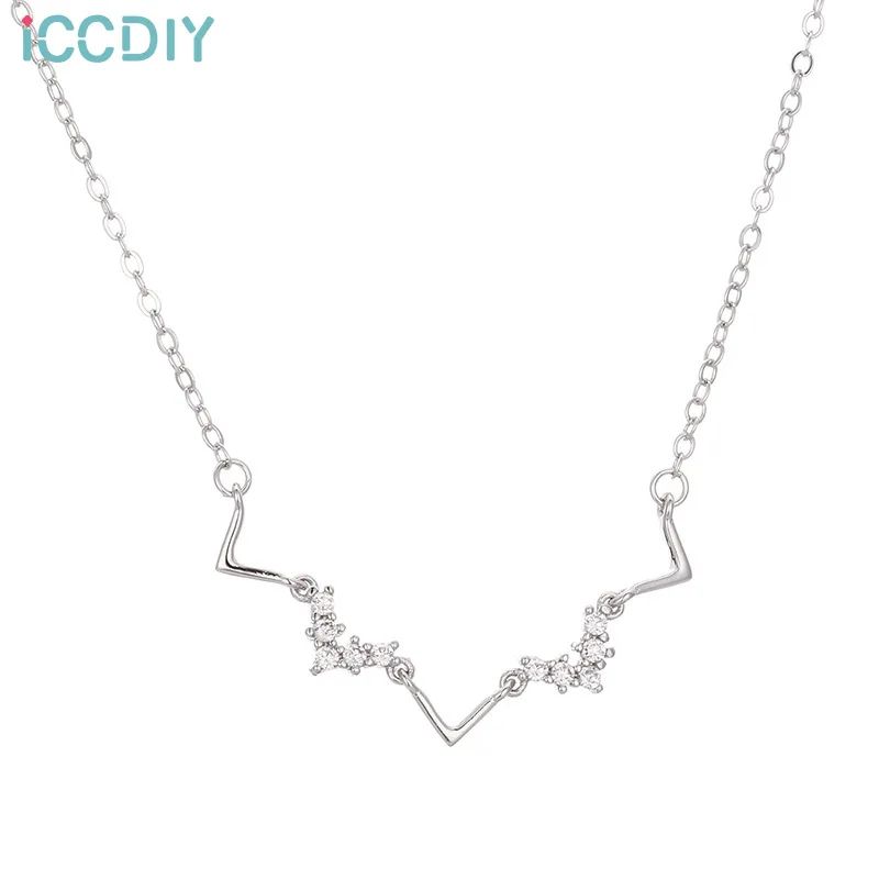 

ICCDIY Commuter Heartbeat Frequency Polyline Lightning Necklace Clavicle Chain Fashion All-match Geometric Necklace Lady Gift