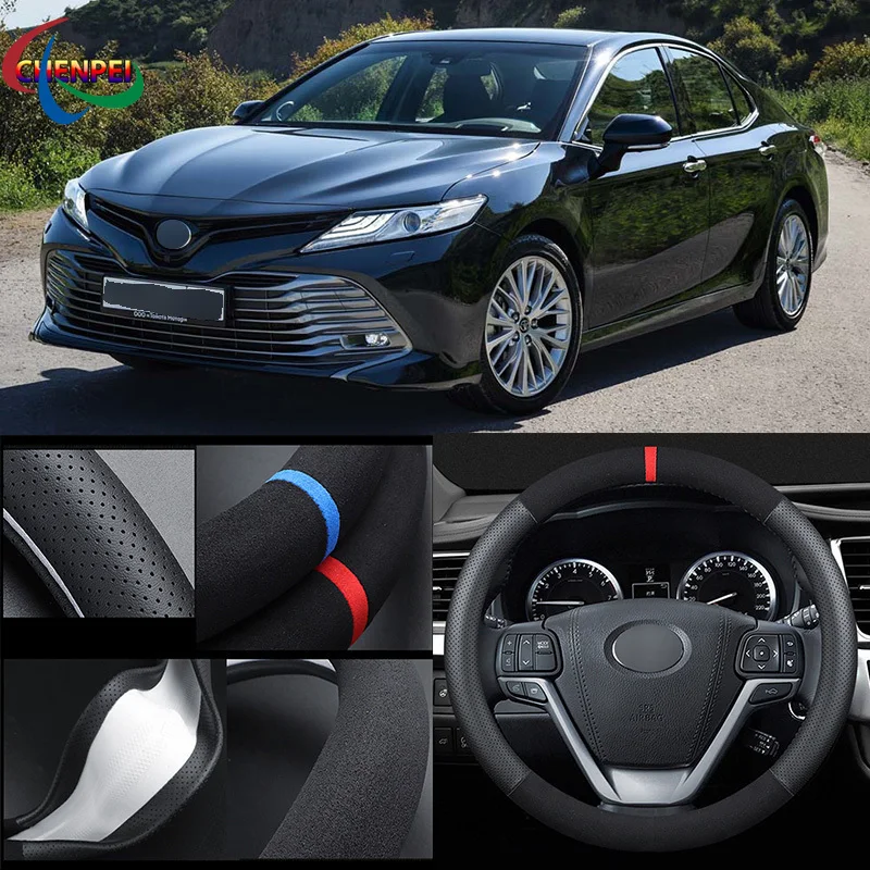 

38cm Non-Slip Dreathable Suede steering wheel cover For Toyota Camry Car Interior decoration accessories