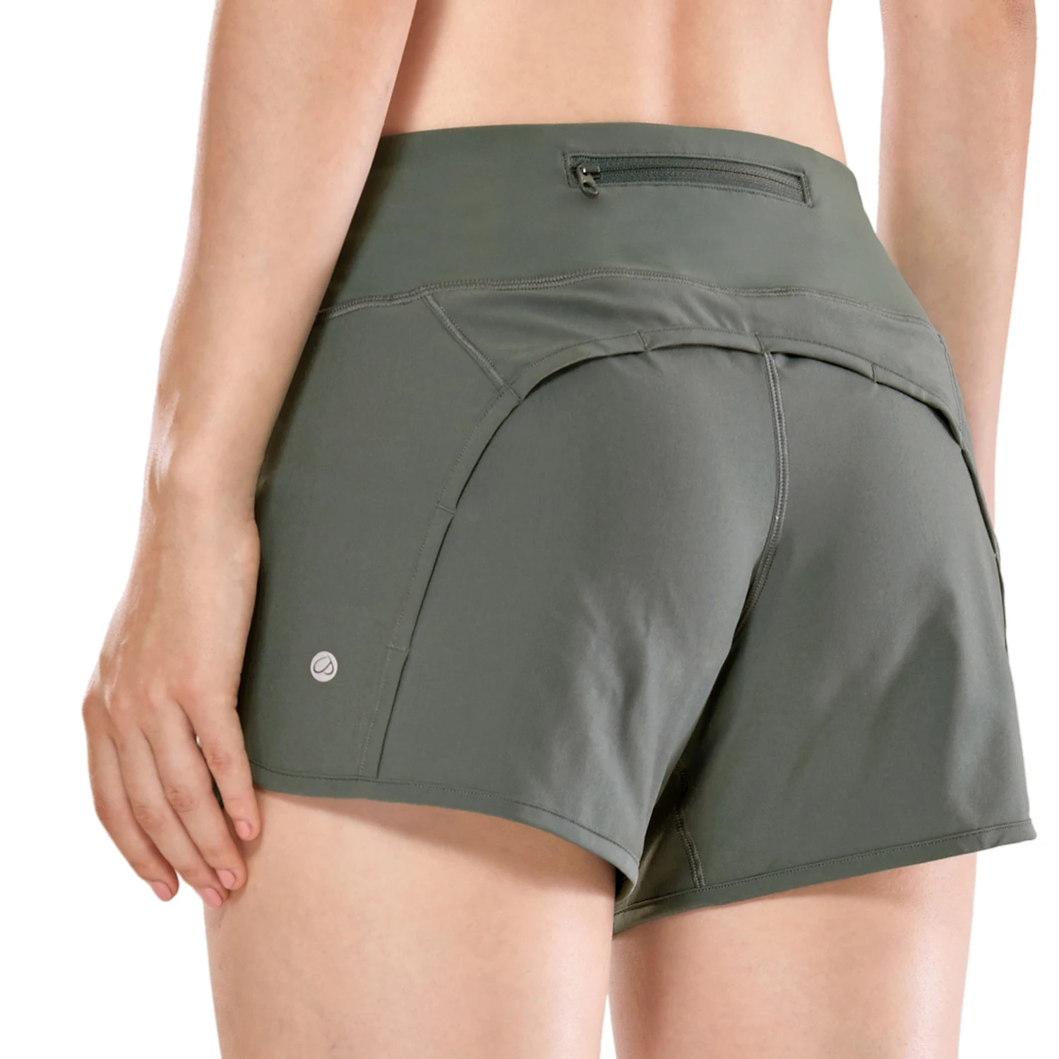 Olive Green10 SYROKAN женские спортивные шорты для тренировок и бега с карманом на молнии-4 дюйма - Цвет: Olive Green10
