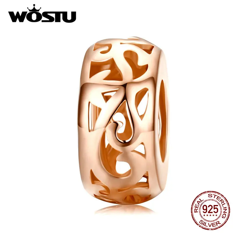 WOSTU, лидер продаж, настоящее 925 пробы, серебряная трава, узор, разделитель, шарм, подходит для браслета из бисера, S925 серебро, сделай сам, ювелирное изделие, подарок CQC716