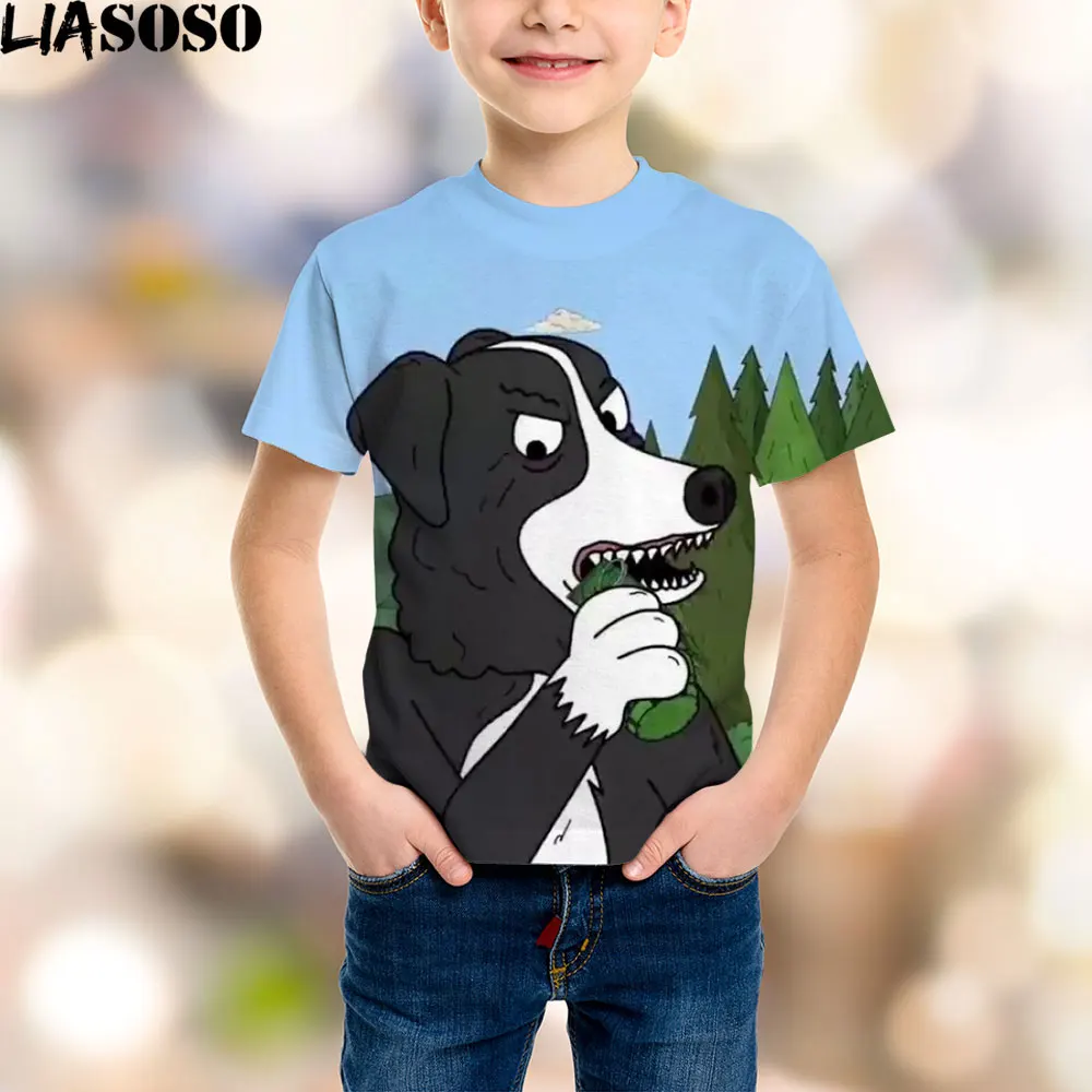 

LIASOSO 3D Print Mr Pickles Children's Short-sleeved Casual Harajuku Short Sleeve Streetwear Hip Hop Anime Tees Top 2021