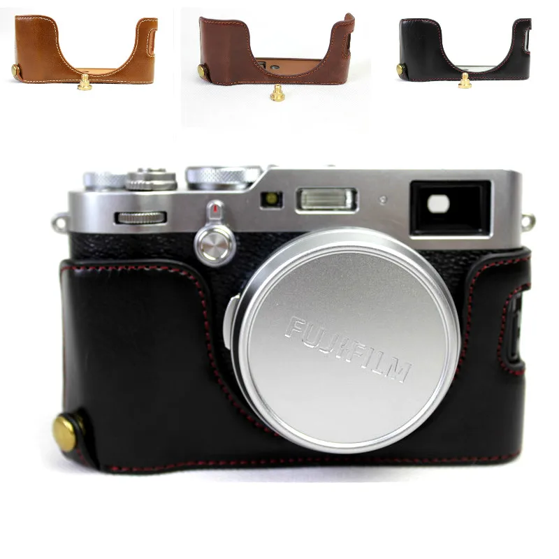 Новый чехол из искусственной кожи для фотоаппарата Fujifilm X100F с открытой батареей 3