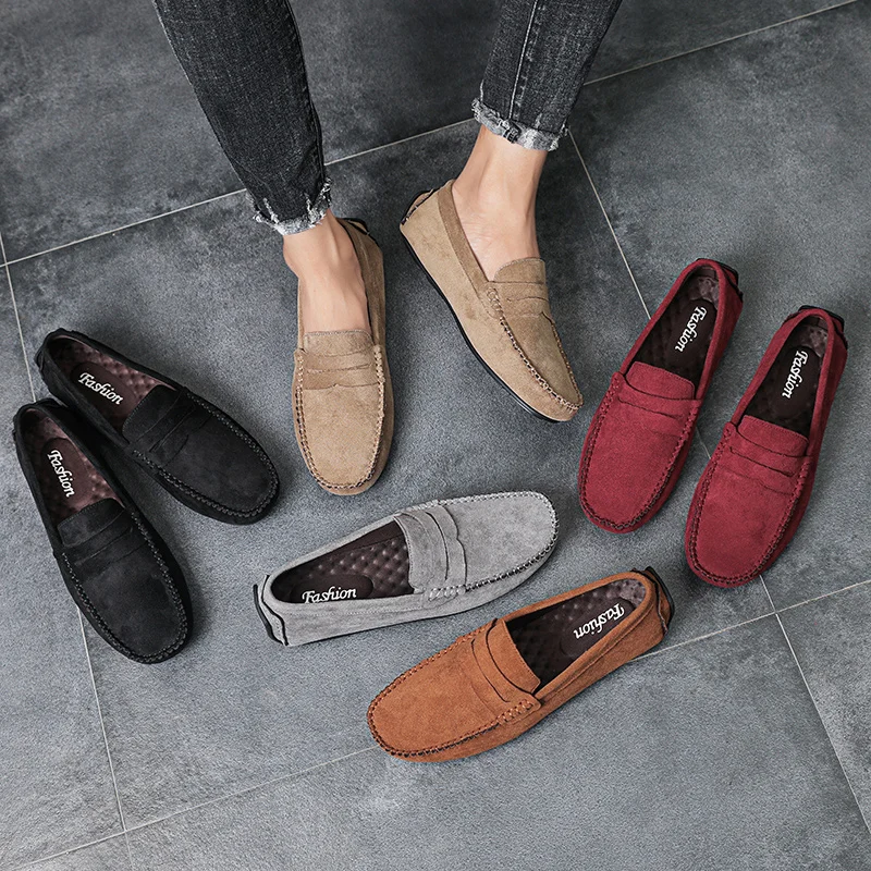 

2021 Men Casual Shoes Fashion Fuaux Suede Men Shoes Comfortable Men Loafers Moccasins Slip on Men's Flats Male Driving Shoes